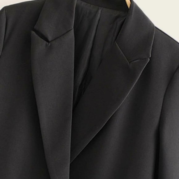 Classy Timeless Double Breasted Lapel Neck Blazer black - Picture 16 of 16